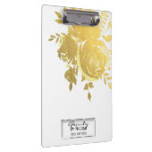 金ゴールドフェイクバラホイルエレガントフローラパーソナライズされた クリップボード (右)