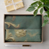 金ゴールドフェイクバロックオーナメントエメラルドグリーンヴィンテージ 薄葉紙 (ギフト)