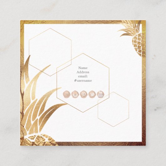 金ゴールドフェイクパイナップル スクエア名刺 (裏面)