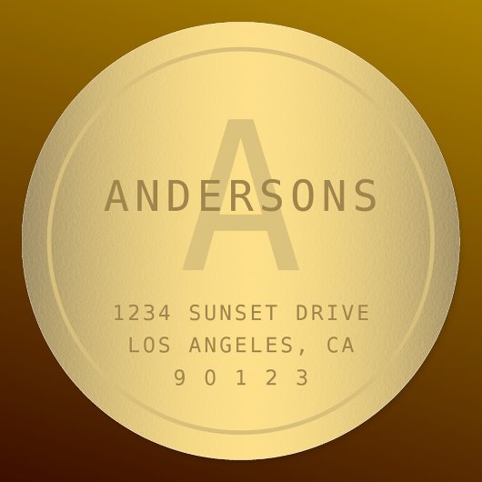 金ゴールドフェイクパネシャモノグラム&差出人住所 ラウンドシール