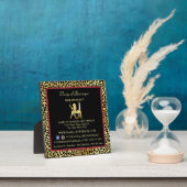 金ゴールドフェイクヒョウのヘアブティック情報の標識 フォトプラーク (インサイチュ)