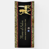 金ゴールドフェイクヒョウ柄の女性ヘアブティック6フィート 横断幕 (縦)