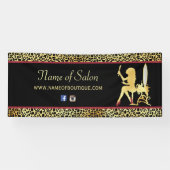 金ゴールドフェイクヒョウ柄の女性ヘアブティック6フィート 横断幕 (横)