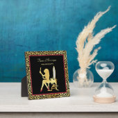 金ゴールドフェイクヒョウ柄の女性ヘアーブティックサイン フォトプラーク (インサイチュ)