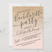 金ゴールドフェイクピンクスパークリグリッターグラデーションバチェロレッテ 招待状 (正面)