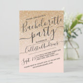 金ゴールドフェイクピンクスパークリグリッターグラデーションバチェロレッテ 招待状 (スタンド正面)