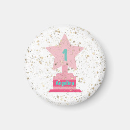 金ゴールドフェイクピンクティール（緑がかった色）トロフィーガーリースターズモダンシック マグネット