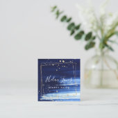 金ゴールドフェイクフォイルのクラシック青の水色 スクエア名刺 (スタンド正面)