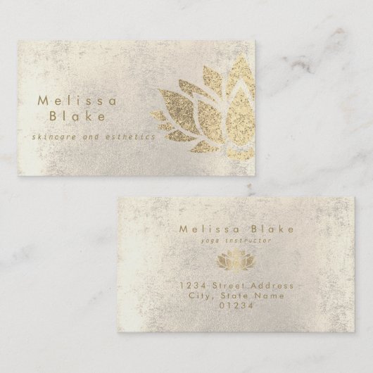 金ゴールドフェイクフォイルのスキンケアとエステ 名刺 (正面/裏面)