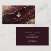 金ゴールドフェイクフォイルのビーオンバーガンディ 名刺 (正面/裏面)