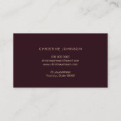 金ゴールドフェイクフォイルのビーオンバーガンディ 名刺 (裏面)