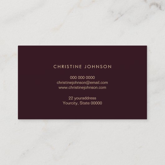 金ゴールドフェイクフォイルのビーオンバーガンディ 名刺 (裏面)