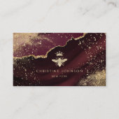 金ゴールドフェイクフォイルのビーオンバーガンディ 名刺 (正面)