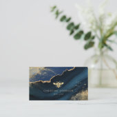 金ゴールドフェイクフォイルは瑪瑙の背景にある 名刺 (スタンド正面)