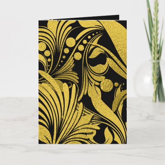 金ゴールドフェイクフォイルエレガントオンブラック シーズンカード (正面)