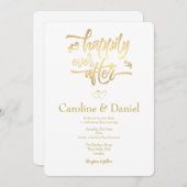 金ゴールドフェイクフォイルタイポグラフィ結婚式招待状 招待状 (正面/裏面)