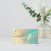 金ゴールドフェイクフォイルターコイズ勾配 名刺 (スタンド正面)