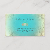 金ゴールドフェイクフォイルターコイズ勾配 名刺 (裏面)