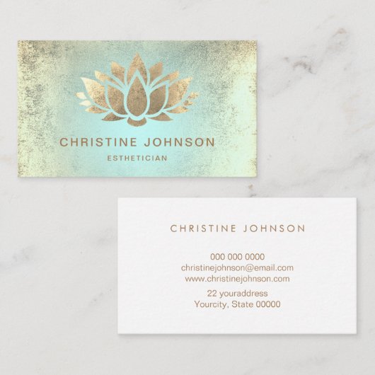 金ゴールドフェイクフォイルターコイズ勾配 名刺 (正面/裏面)