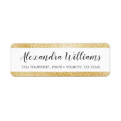 金ゴールドフェイクフォイルフレームスクリプト差出人住所ラベル ラベル (正面)