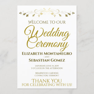 金ゴールドフェイクフォイル優雅な結婚式プログラム プログラム