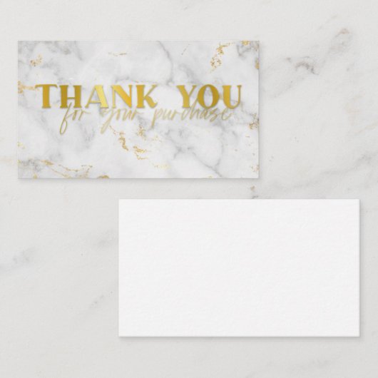 金ゴールドフェイクフォイル大理石ありがとう 名刺 (正面/裏面)