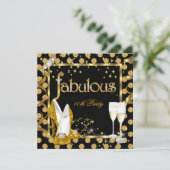 金ゴールドフェイクフォイル水玉模様素晴らしいハイヒールパーティー 招待状 (スタンド正面)