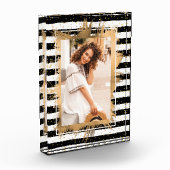 金ゴールドフェイクフォイル白黒ストライプ フォトブロック (左)