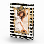 金ゴールドフェイクフォイル白黒ストライプ フォトブロック (右)