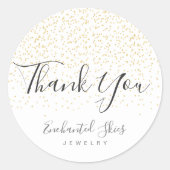 金ゴールドフェイクフォイル紙吹雪「ありがとう」ステッカー ラウンドシール (正面)