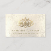 金ゴールドフェイクフォイル蓮の花スキンケアと美学 名刺 (正面)