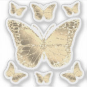 金ゴールドフェイクフォイル蝶の透明ステッカー シール (正面)