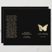 金ゴールドフェイクフォイル蝶ロゴのパンフレット (正面/裏面)