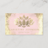 金ゴールドフェイクフォイル赤面ピンク 名刺 (正面)