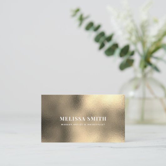 金ゴールドフェイクフォイル高級ミニマエレガントリストデザイン 予約カード (スタンド正面)