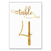 金ゴールドフェイクフォイル3.5x5テーブルナンバーカード | 表4 テーブルナンバー (裏面)