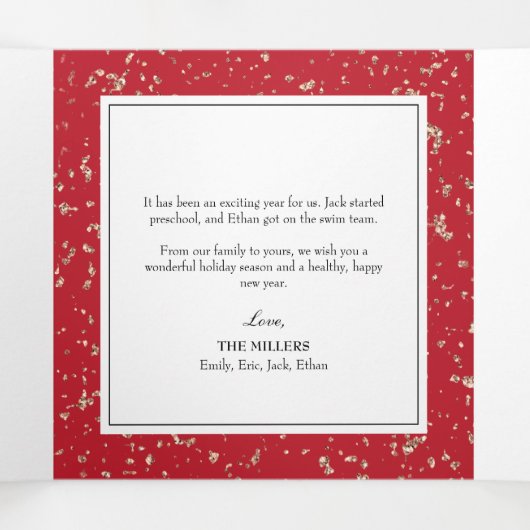 金ゴールドフェイクフレーク・クリスマス 三つ折りクリスマスカード (内部中)