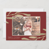 金ゴールドフェイクフレームと植物性葉写真付き シーズンカード (正面)