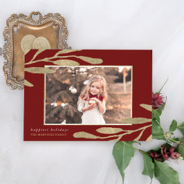 金ゴールドフェイクフレームと植物性葉写真付き シーズンカード