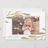 金ゴールドフェイクフレームと植物性葉写真付き シーズンカード (正面)