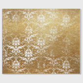 金ゴールドフェイクフローラコテージグンジーダマスクホワイト王室の ラッピングペーパー (フラット)