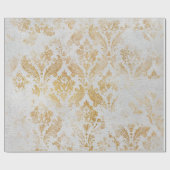 金ゴールドフェイクフローラコテージグンジーダマスグレイ王室の ラッピングペーパー (フラット)