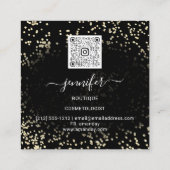 金ゴールドフェイクブティックメイクアップラッシュQRCodeラッシュブラック スクエア名刺 (裏面)