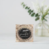 金ゴールドフェイクブティックメイクアップラッシュQRCodeラッシュブラック スクエア名刺 (スタンド正面)