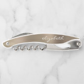 金ゴールドフェイクブラシ付きメタルパーソナライズされたスクリプト ソムリエナイフ (裏面)