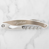 金ゴールドフェイクブラシ付きメタルパーソナライズされたスクリプト ソムリエナイフ (正面)