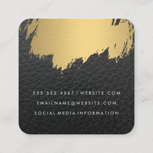 金ゴールドフェイクブラシ付きモノグラムレザー スクエア名刺 (裏面)