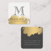 金ゴールドフェイクブラシ付きモノグラム スクエア名刺 (正面/裏面)