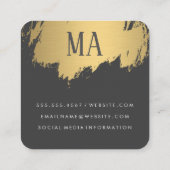 金ゴールドフェイクブラシ付きモノグラム |バリエーション スクエア名刺 (裏面)