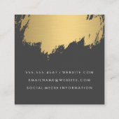 金ゴールドフェイクブラシ付きモノグラム |木目 スクエア名刺 (裏面)